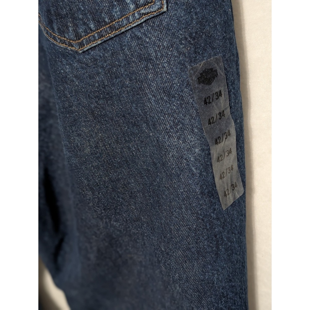 Harley-Davidson Mens Straight Leg Indigo Blue Denim Jeans 42x34 Biker Rider - Picture 7 of 7
